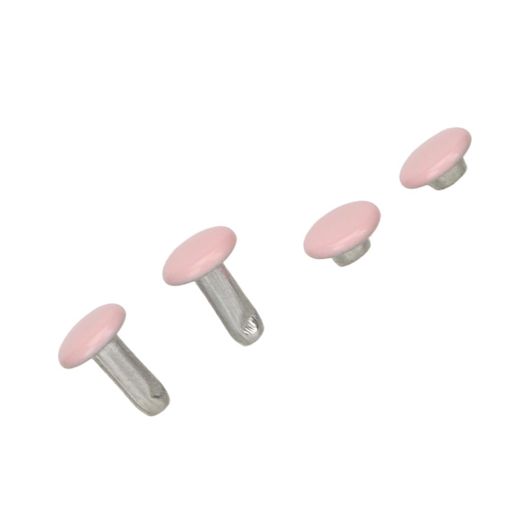 500 Sets Leather Rivets 6x8mm Electroplated High Strength Metal Widely Used Double Cap Rivets for Hat Belt Shoes Pink