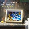 Creative Starry Moon Night Photo Frame 3D Micro Building Block World Famous Painting Ornament Brick With Lighting Kids Gifts Toy