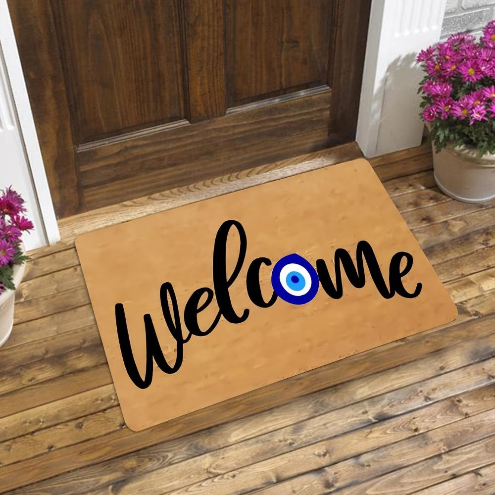 1 Pcs of Evil Eye Door Mat WELCOME Rug Living Room Bedroom Entry Doormat Outdoor Nonslip Floor Mat Sofa Foot Mat Kitchen Mat