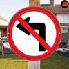 D Flat Pack Vintage No Left Turn Traffic Sign HeavyDuty Aluminum Metal Red Prohibition Circle Arrow Wall Decor for H