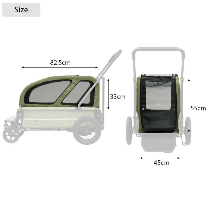 Moss Green Carriage (Roof Only) AD3047 (Cart Sold Separately) / For Nursing Care / Walking / For Large Dogs and Multiple Dogs / Moss Green