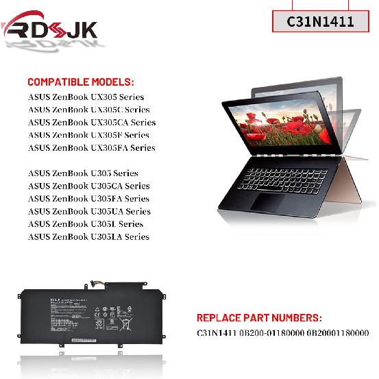 C31N1411 Laptop Battery for ASUS ZenBook U Series UX305 UX305F UX305C UX305CA UX305FA UX305FA-USM1 U305 U305L U305F U305CA U305LA U305FA U305FA5Y10