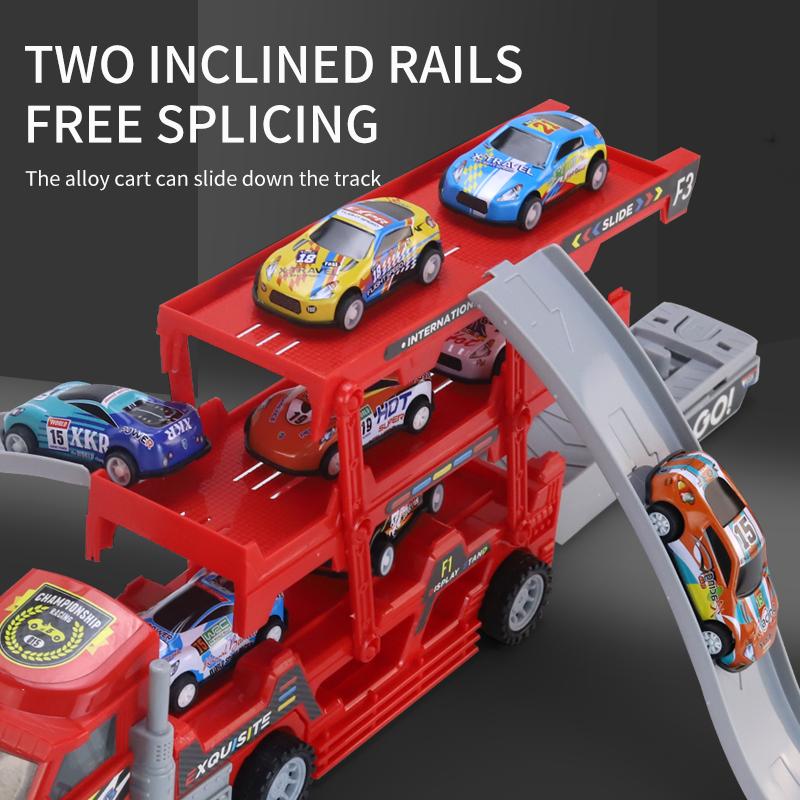 Alloy Toy Container Truck, Educational Toy Boy Toy, Foldable Launchable Truck, Children'S Holiday Gift, Container Truck