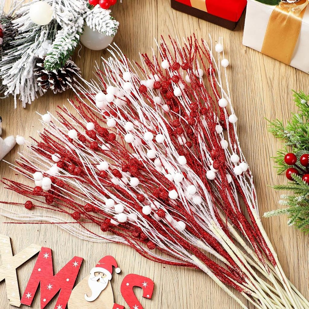 1/3Pcs Christmas Decoration Artificial Berry Branches Christmas Tree Pendant for Home Decor Wreath New Yera 2025 Gift Ornaments