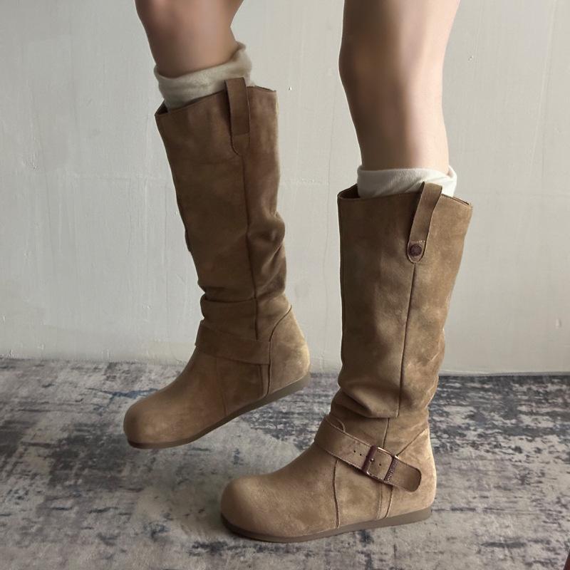 Retro western cowboy boots women's 2025 new autumn temperament high-end slim boots inner height increase versatile knight boots