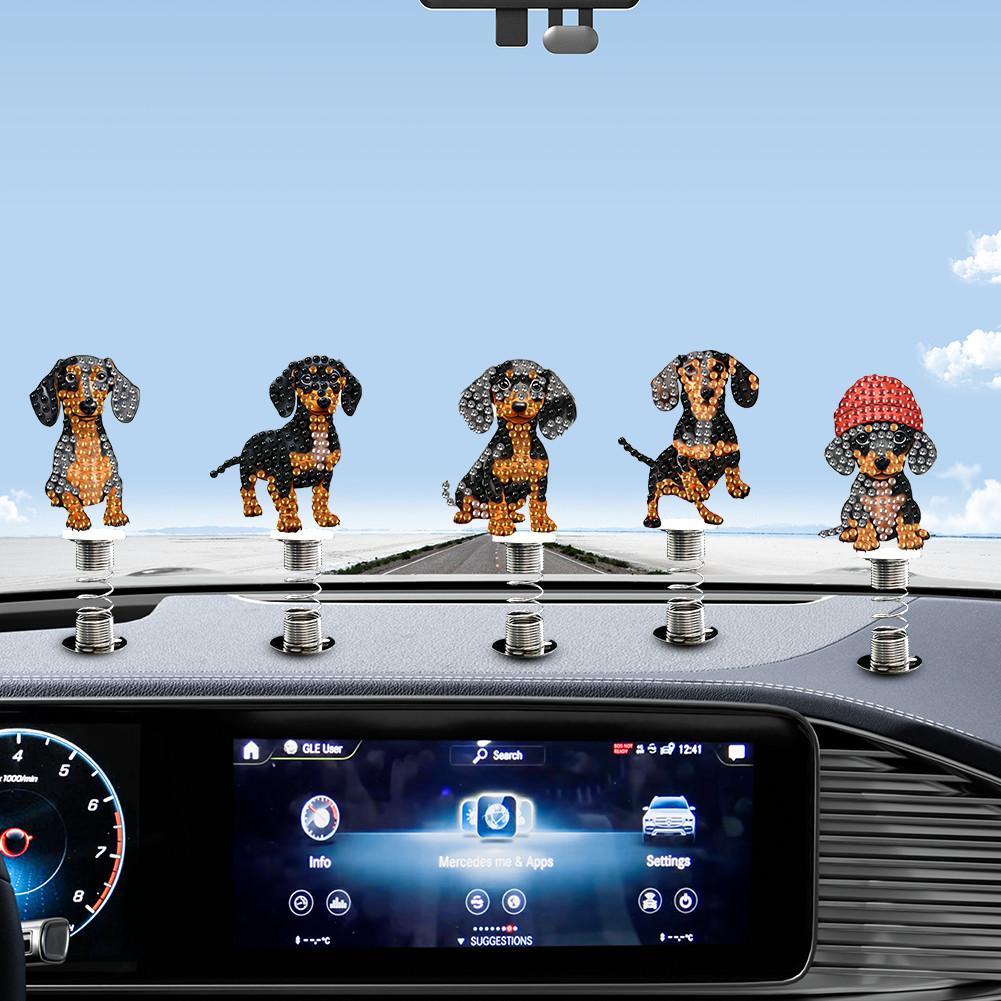 5Pcs Frog Diamond Painting Car Dashboard Shake Head Doll Shaking Head Desk Ornaments Spring Stand Dancing Doll for Women Girls