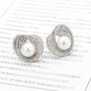 Trendy Temperament Stainless Steel Irregular Geometry Zircon Pearl Stud Earrings for Women Korea Charm Jewelry Gifts No Allergy