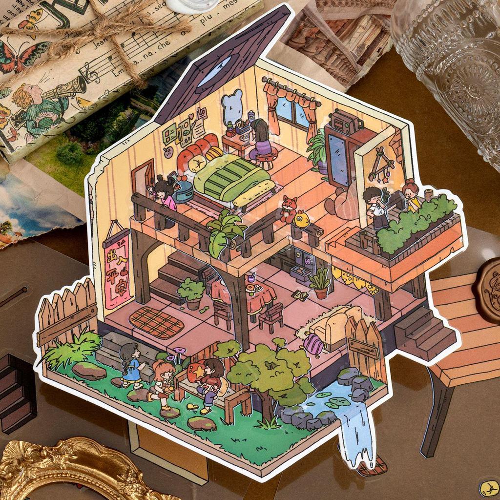 3D Stereoscopic Miniature Scene Stickers - DIY Dollhouse & Toy Collection for Children