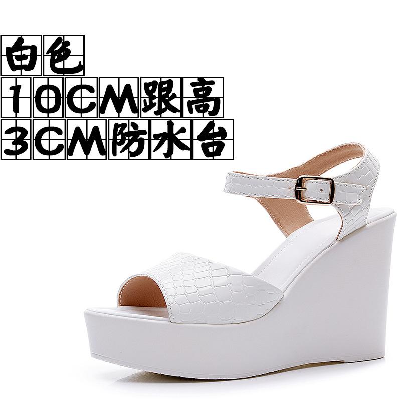 6cm 8cm 10cm Small Size 33-43 Comfortable Thick Platform Wedges Sandals 2025 Summer High Heels Shoes Bright Leather for Office