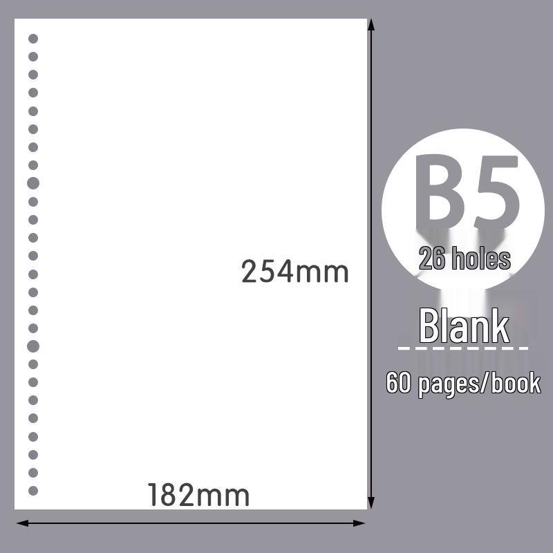 Recambio para Cuaderno de Hojas Sueltas Partner Cuatro Lados: B5 y A5, 26/20 Agujeros, Papel Cuadriculado Rayado