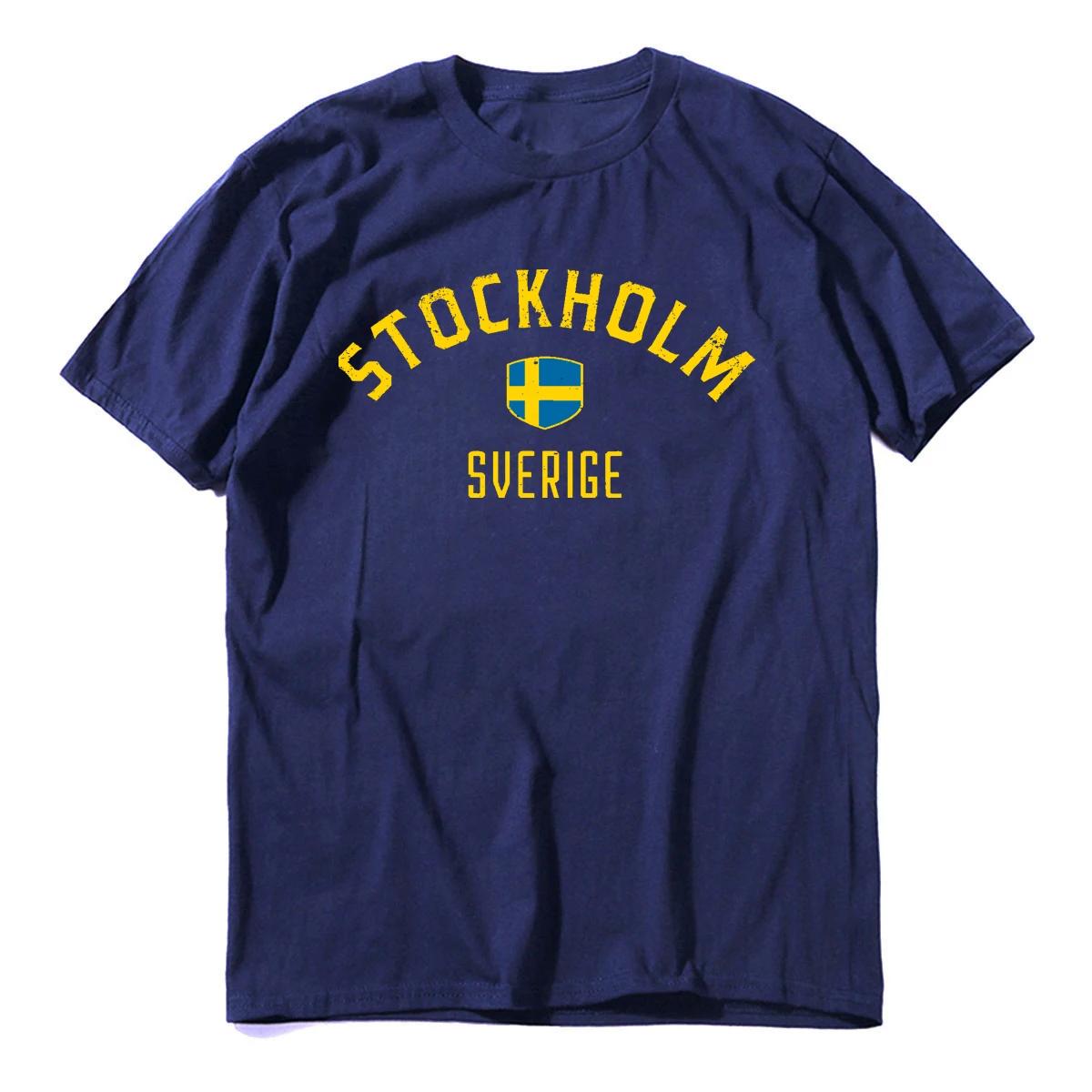 Хлопок Стокгольм Швеция Стокгольм Sverige Футболка МУЖСКАЯ ЖЕНСКАЯ УНИСЕКС Футболки Размер S-4XL 4XL