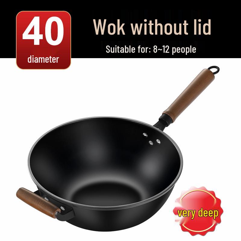 Vintage Non-Stick Cast Iron Skillet Wok for Gas Stove & Induction Cookers