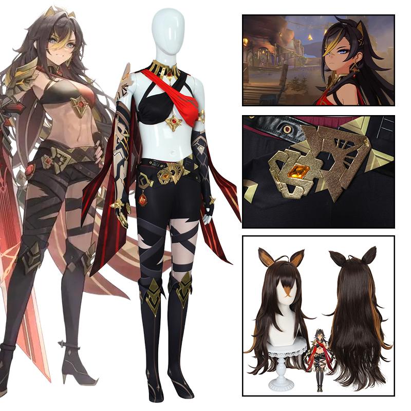 Dehya Cosplay  Cosplay Costume Dehya Wig Sexy Women Uniform Accessories Halloween Carnival Party Outfit Full Set