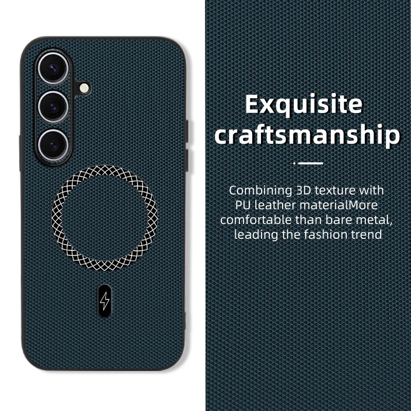 Luxury 3D Leather Texture Magnetic Wireless Charging Case for Samsung Galaxy S26 S25 S24 S23 Ultra FE plus A57 A56 A35 A17 Cover