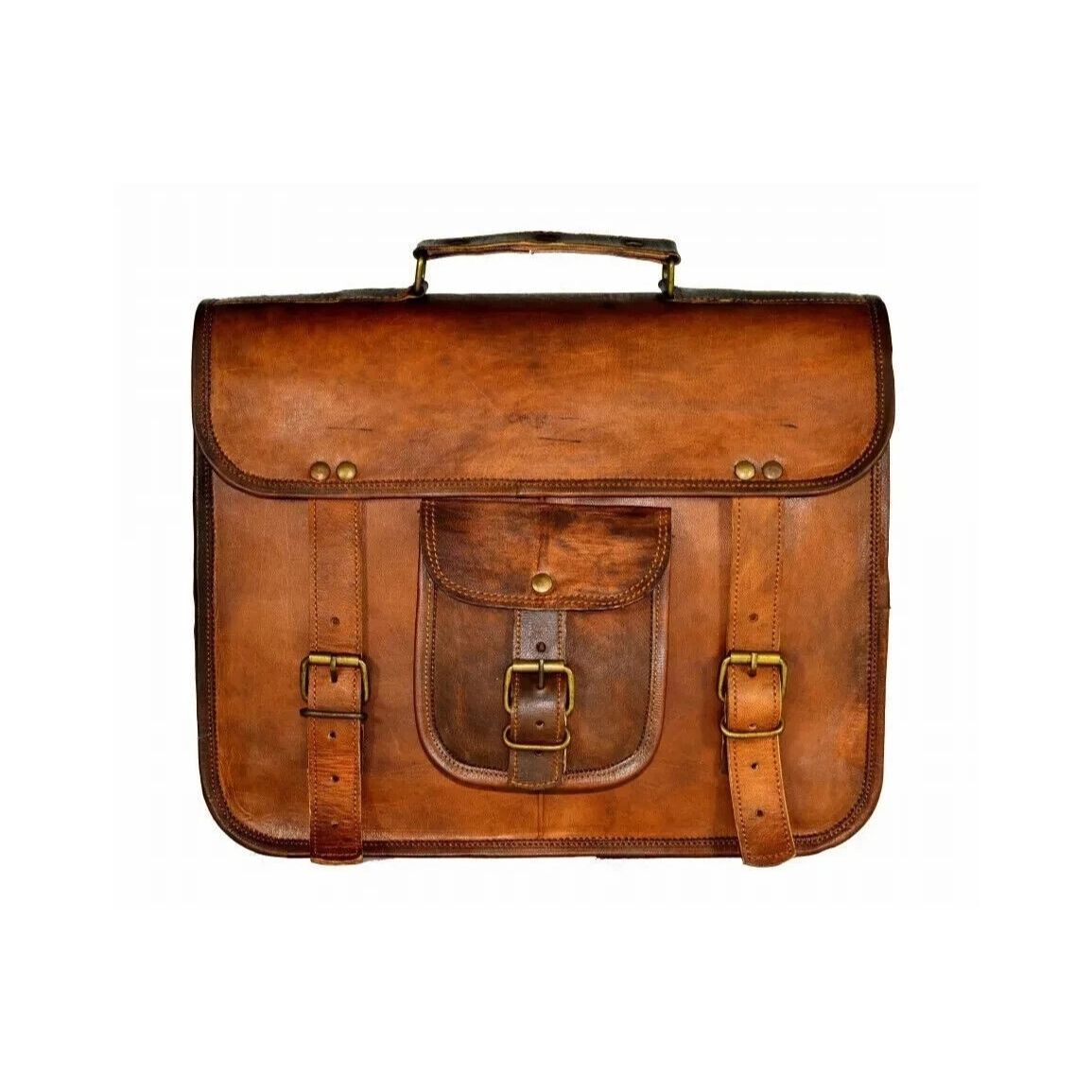 

Портфель Кожаная сумка Мужская сумка-мессенджер через плечо Многосекционная сумка для ноутбука 15 x 11 x 4 in