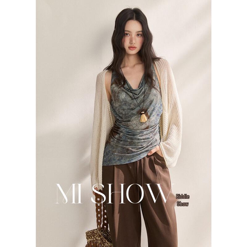 Women s Tie-Dye Cowl Neck Pleated Irregular Hem Tank Top S