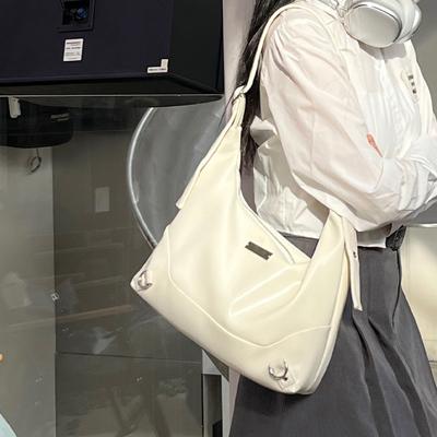 Simple White Shoulder Bags Women's Soft PU Leather Tote Bag All-match Large Capacity Bags for Commuter Fashion Female Handbags