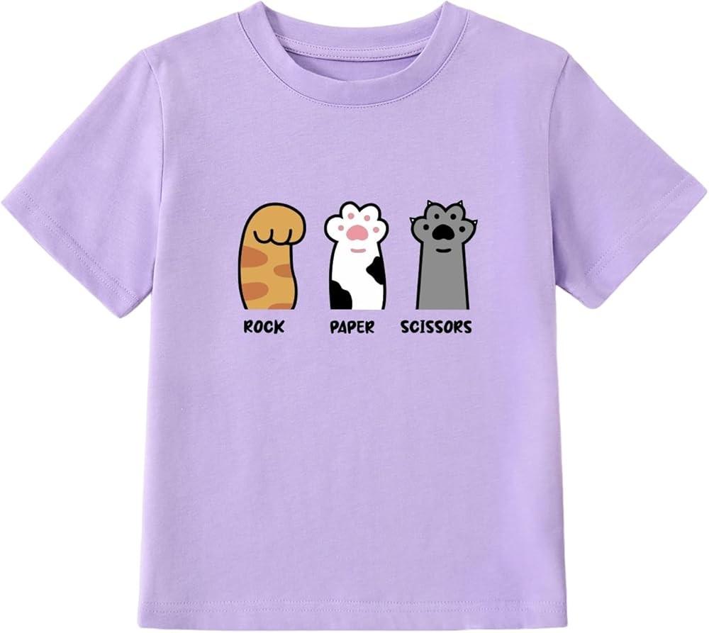 

Girl#039;s Rock Paper Scissors Cute Paw Funny Cat TShirt Unisex T-Shirt XL