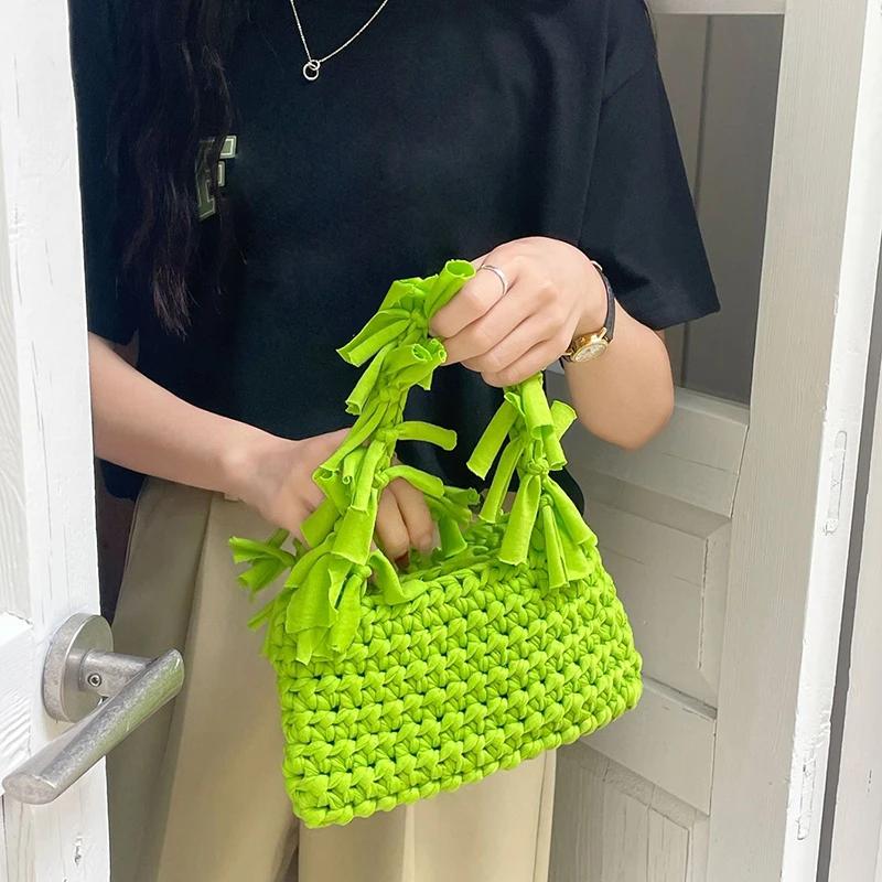 

Spring and Summer Handwoven Women s Handheld Bag Leisure Small Fresh Hollow Out Small Design Holiday Bag