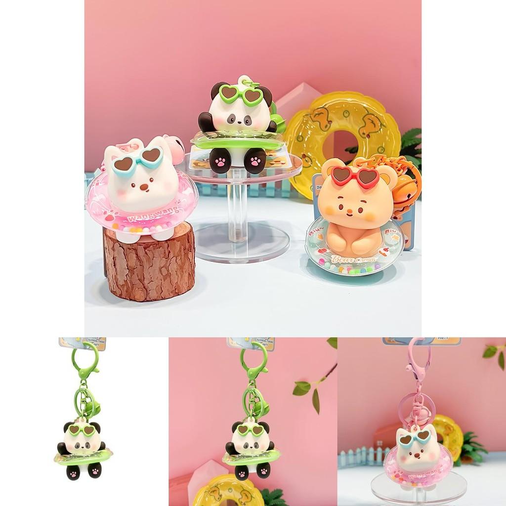 Delightful Cartoon Animal Keychain Swim Ring Gift Featuring Playful Dog Bear Panda