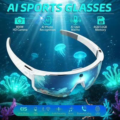 2026 Nouvelles Lunettes Intelligentes Hommes 800W Photo Vidéo HD Appel Bluetooth Traduction Anti-reflets Lunettes de Soleil pour Course à Pied Baseball Lunettes de Cyclisme