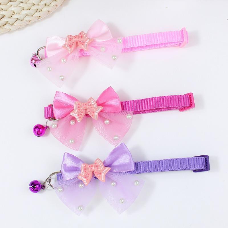 Pet Dog Bow Collar Adjustable Dog Cat Bows Collar Lace Bling Necktie for Small Dog Accessories Puppy Grooming Supplier GPJYP04