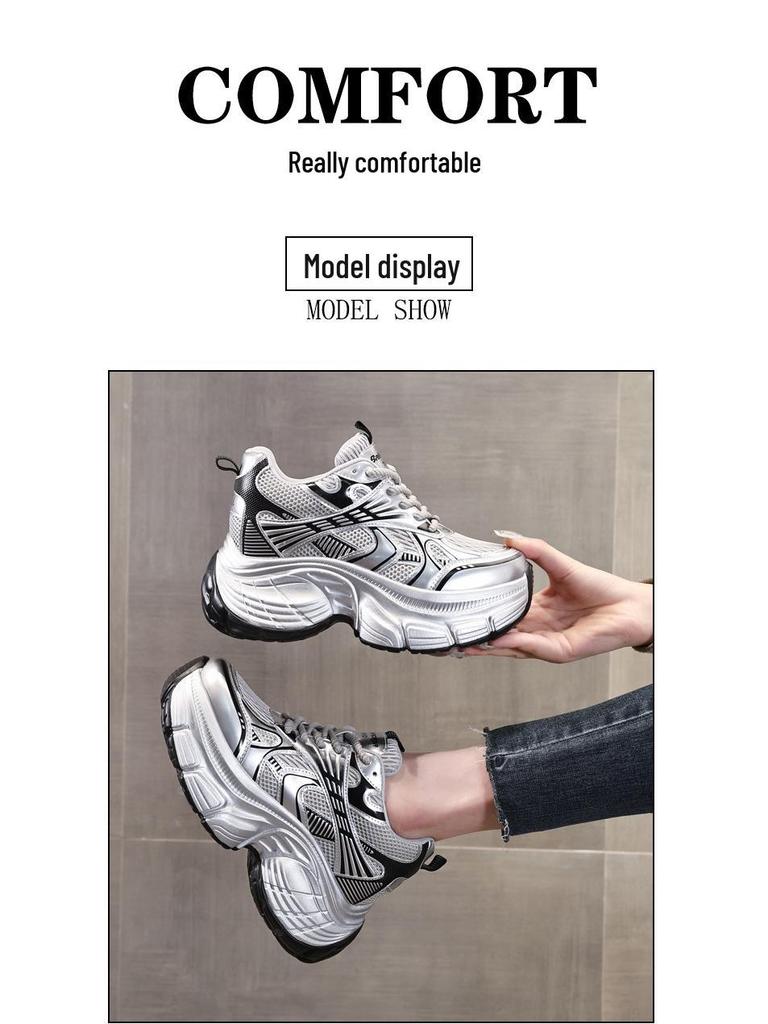 TW8162-5 Women's Thick-Soled Hidden Heel Dad Shoes - 2025 Autumn Fashion Sports Casual Sneakers