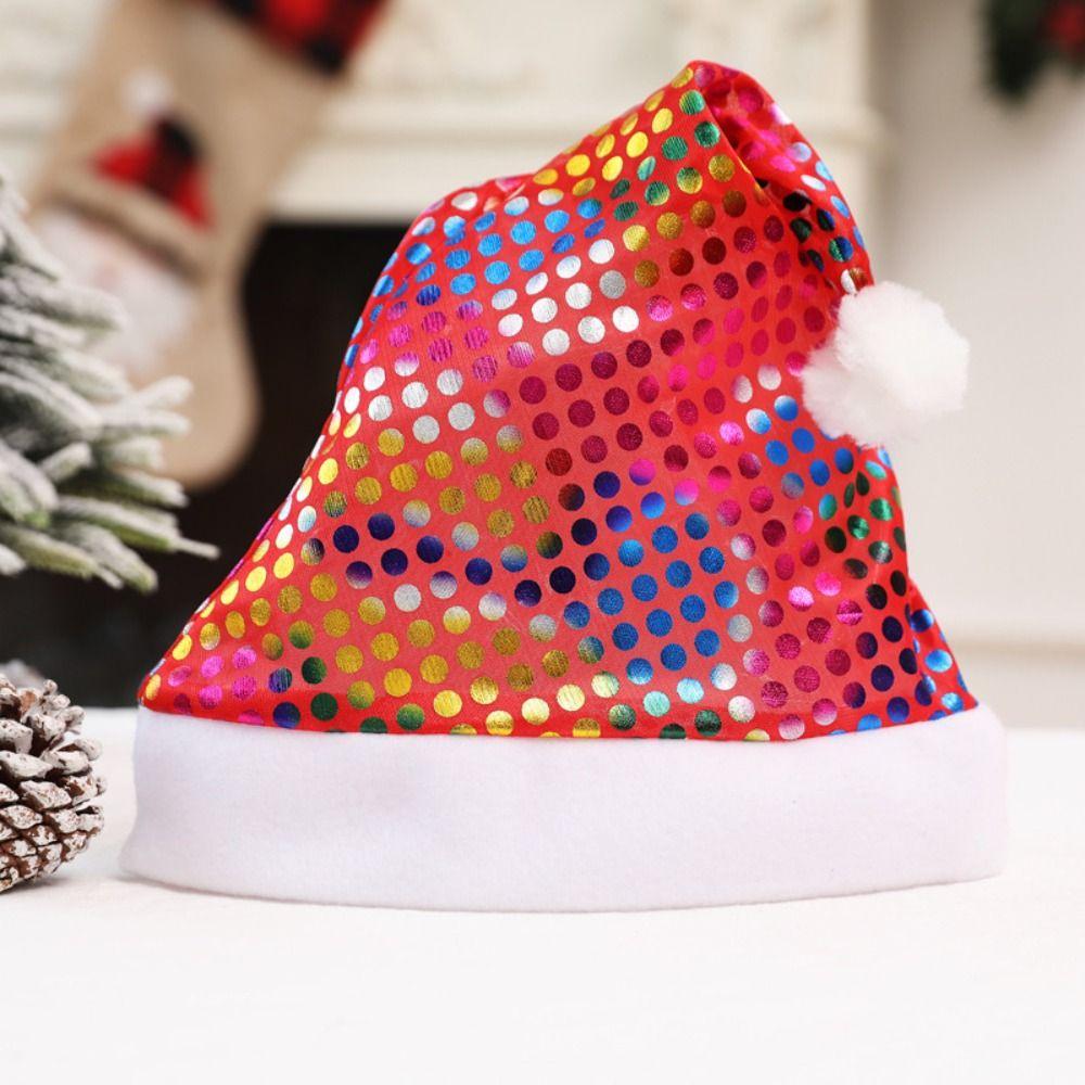 Printed Beads Christmas Hat Merry Christmas Decoration Plush Beanie Gift Santa Claus Hat  Party
