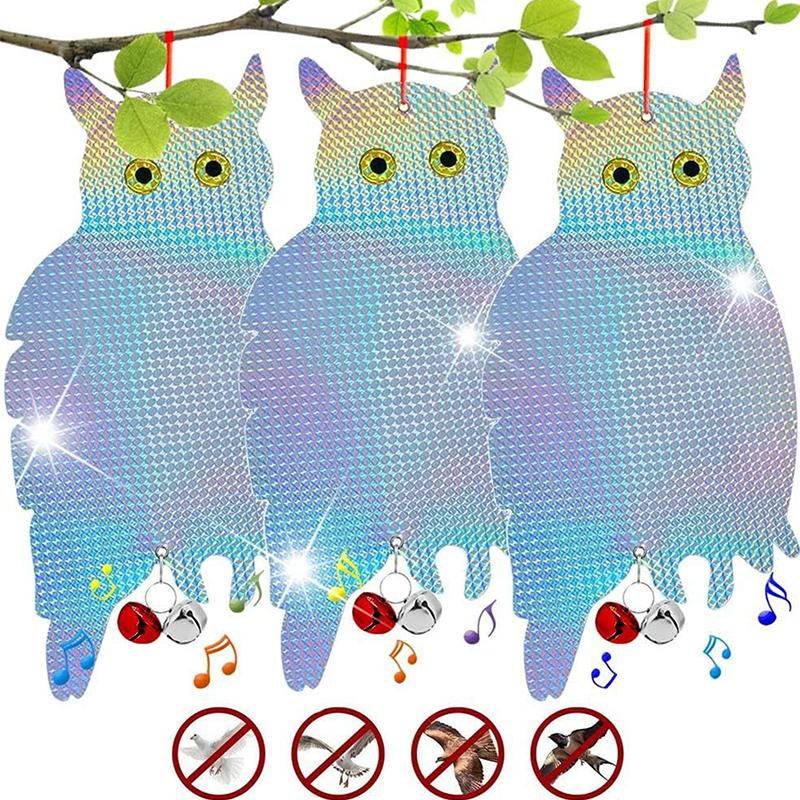 1/2/4/6PCS Reflective Owl Fake Hawk, Plastic Hanging Reflective Bird Repeller, Outdoor And Garden Decorative Wind Chime&