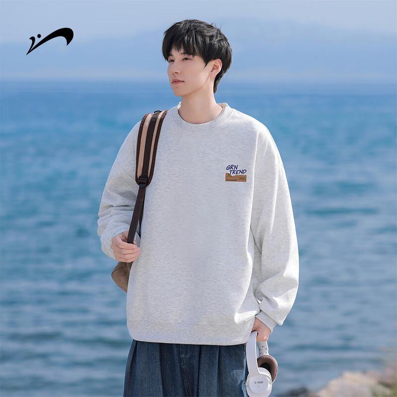 Guirenniao Men's Loose Fit Crewneck Drop Shoulder Sweatshirt