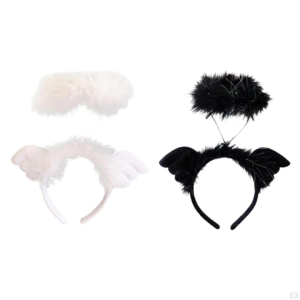 Angel Headband Hair Band Cute Headdress Devil Cosplay Headwear Feather for Photo Props