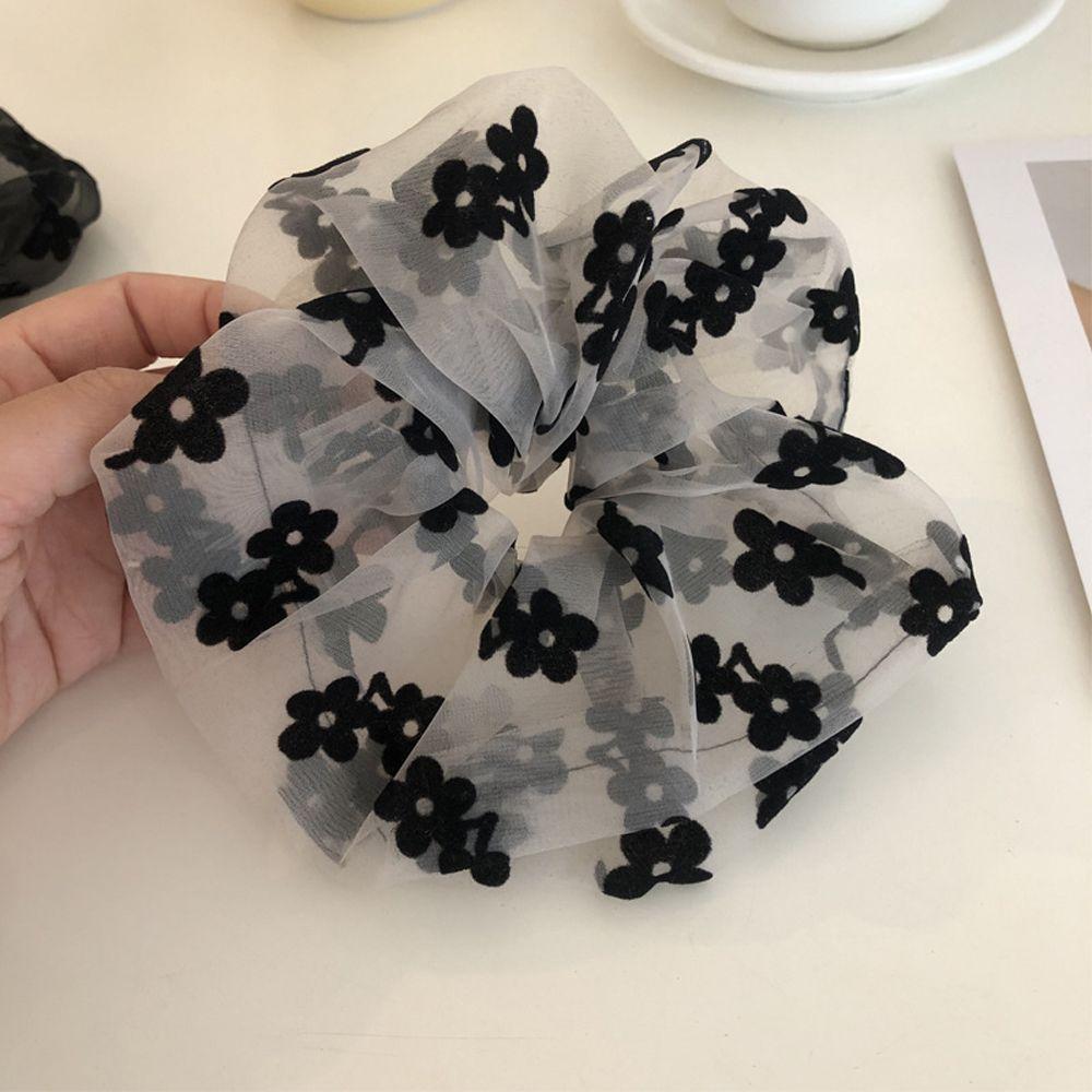 Cloth Women Hair Ties Flowers Mesh  Scrunchies Elastic Hair Bands Korean Style Hair Rope