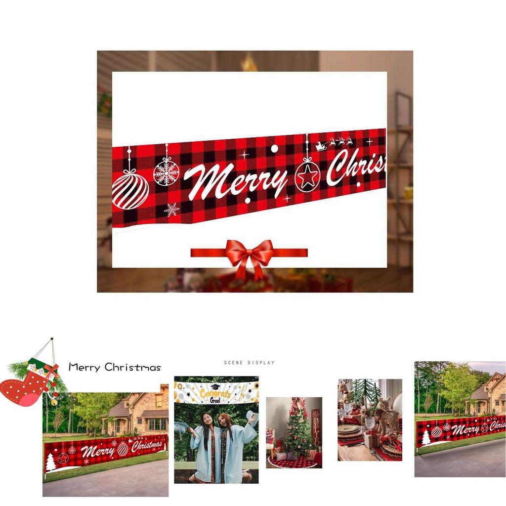Extra Large Merry Christmas Banner Sign With Eye-catching Red Colors And Jolly Santa Imagery