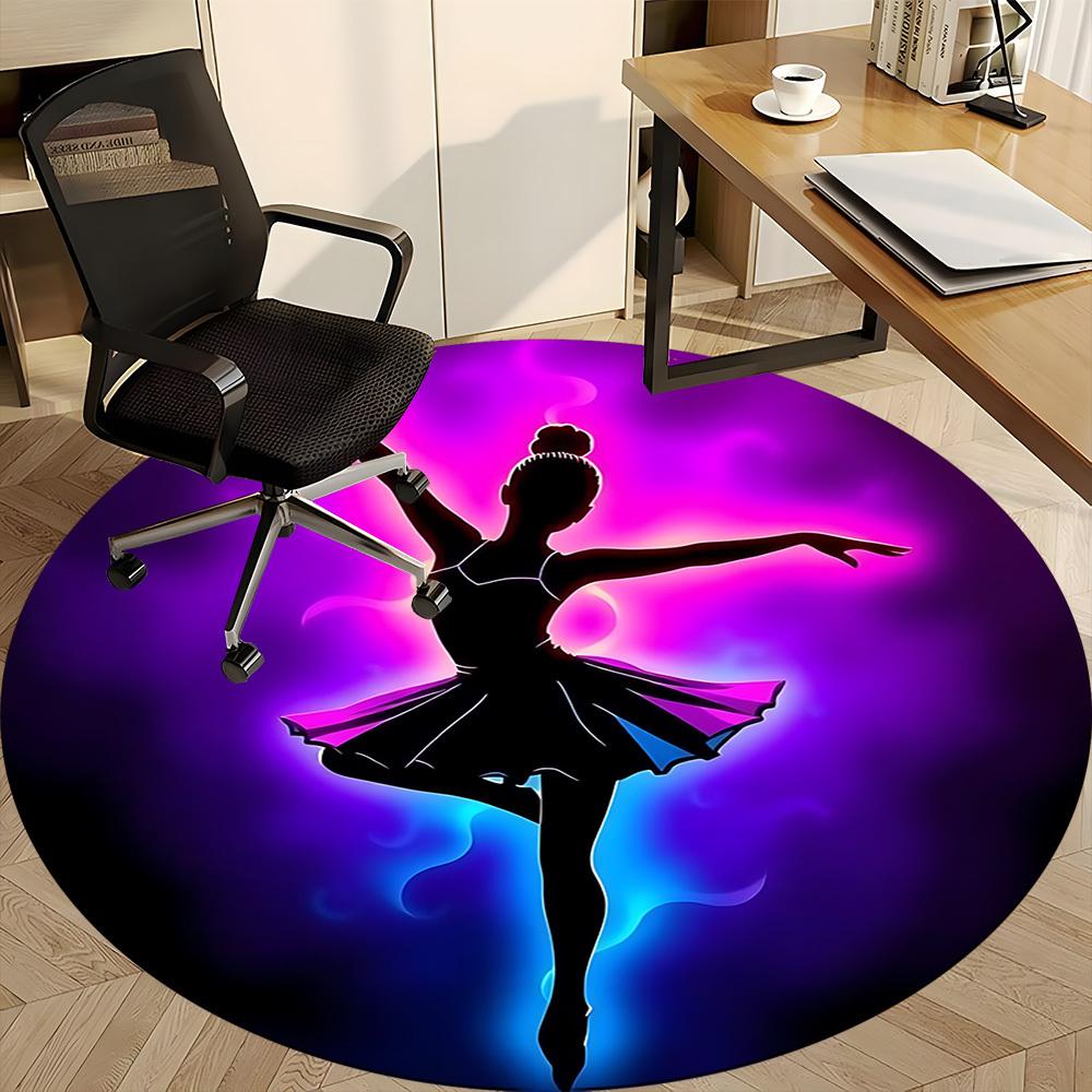 1pc Dance Art Office Round Area Rug, Indoor Mat Suitable ForOffice, Under Office Chairs Bedroom Living Room Home Decor, Room Deco D006