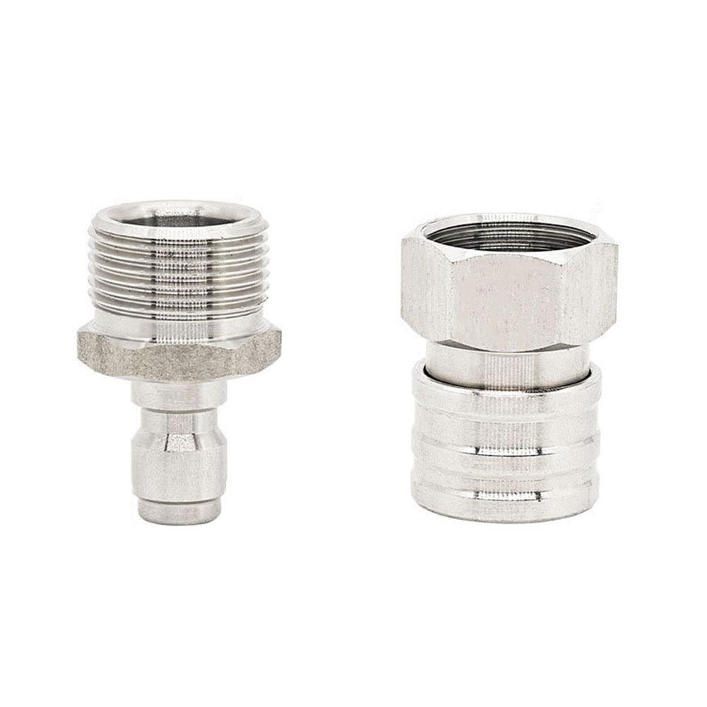 1 Set Stainless Steel High Pressure Washer Quick Connector 22*1.5 Automotive Cleaning Machine Quick Connector Accessories