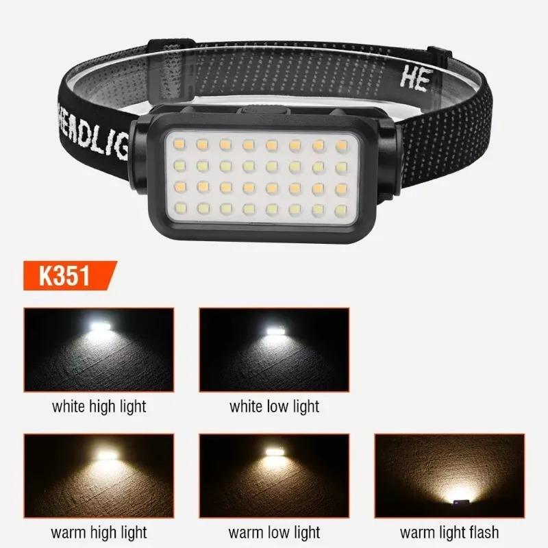 Powerful Smart Motion Sensor COB Headlamp 3 Modes Type-C Rechargeable Headlight Outdoor Waterproof Head Lamp Built-in Battery
