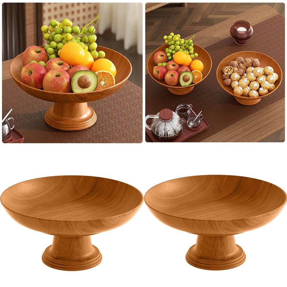 

Nordic Wood Grain Fruit Plate High-foot Dried Fruit Plate Household Desktop Storage