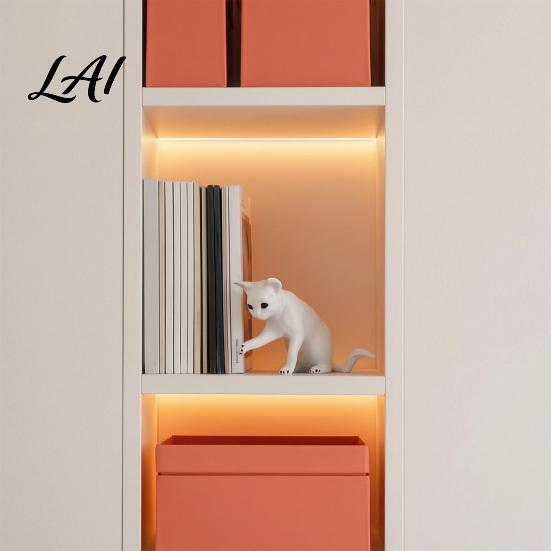 Cute Animal Book Holder Decorative Cat Bookend for Shelves Resin Ornament Niche Home Accessories Matte White Sturdy Bookcase Organizer Office