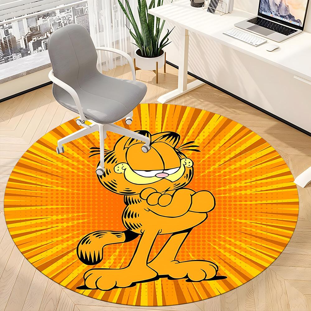 1PC Garfield Office Round Rug, Non-slip, Soft and Durable Office Rug for Interior Decoration, Perfect for Office yy250915084