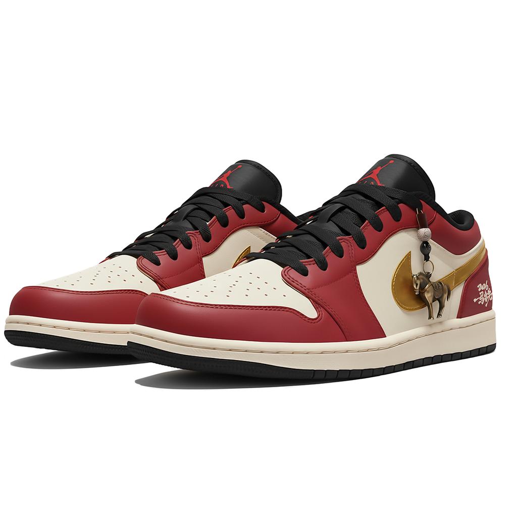 Jordan Air Jordan 1 LOW Three Times Laboratory, Horse Year Limited Edition, Leading The Way Abrasion Resistant 553558-040(Team-)