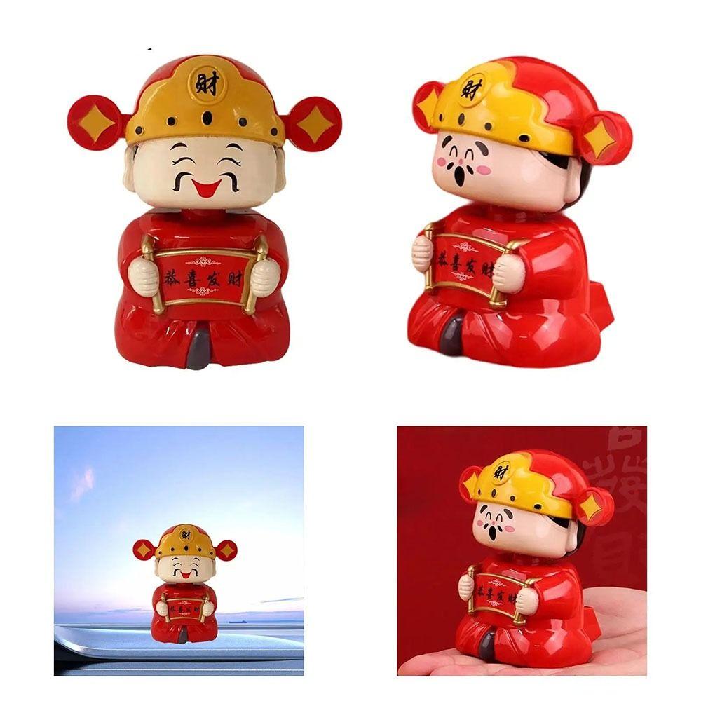 Automatic Nodding Solar God of Wealth Statue New Year Car Ornaments Office Entrance