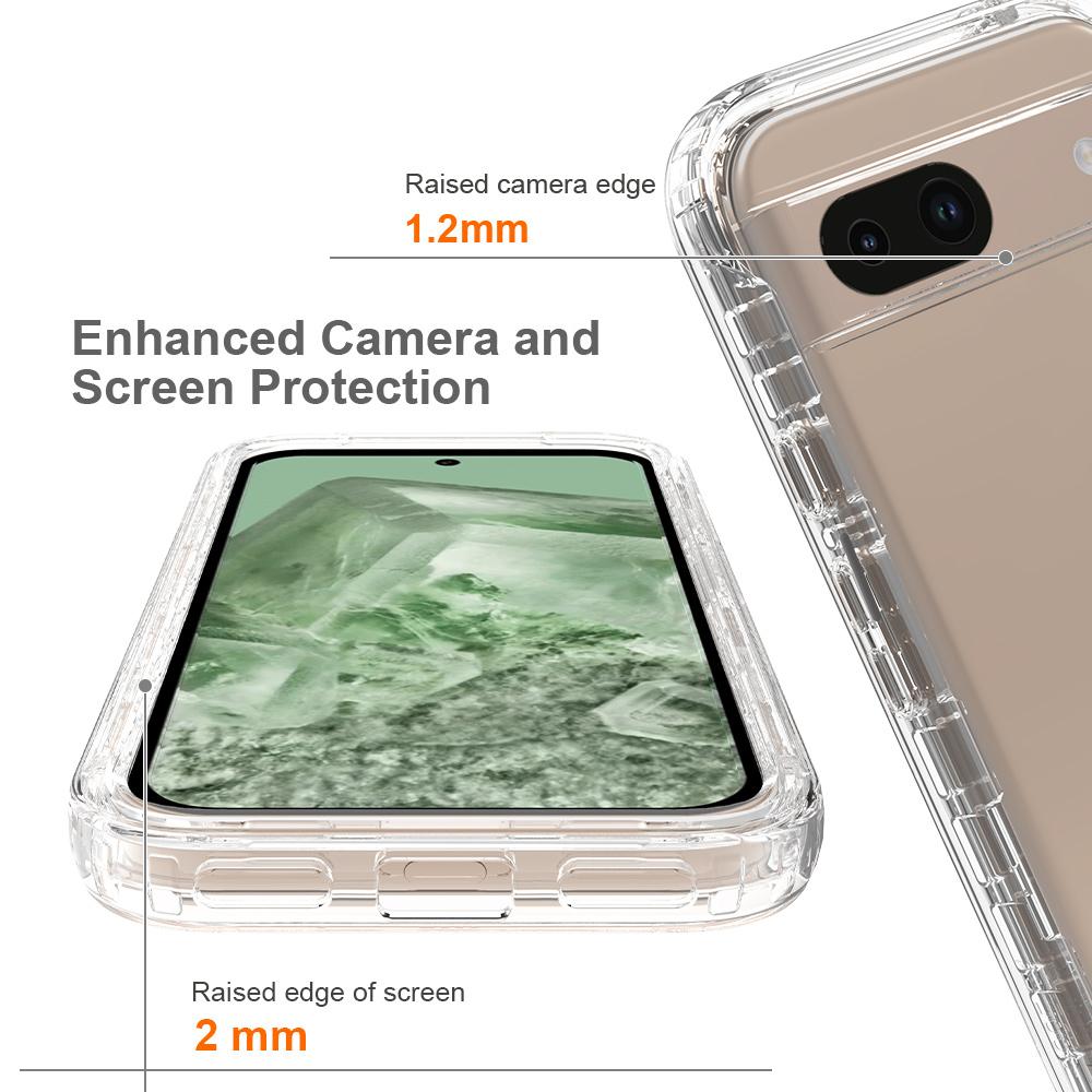 

For Google Pixel 8a Case Built-In PET Screen Protector PC+TPU Full Body Shockproof Phone Cover Gradient Black