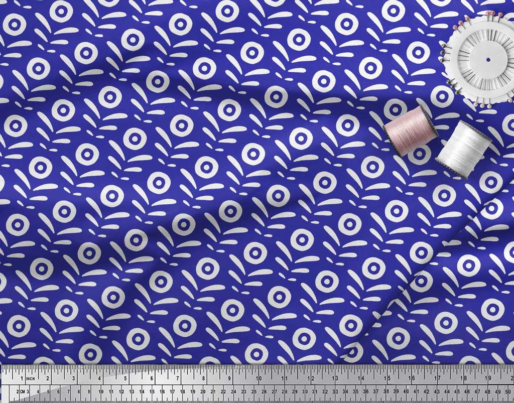 Soimoi Red Japan Crepe Satin Fabric Geometric Floral Print Sewing Fabric Metre 42 Inch