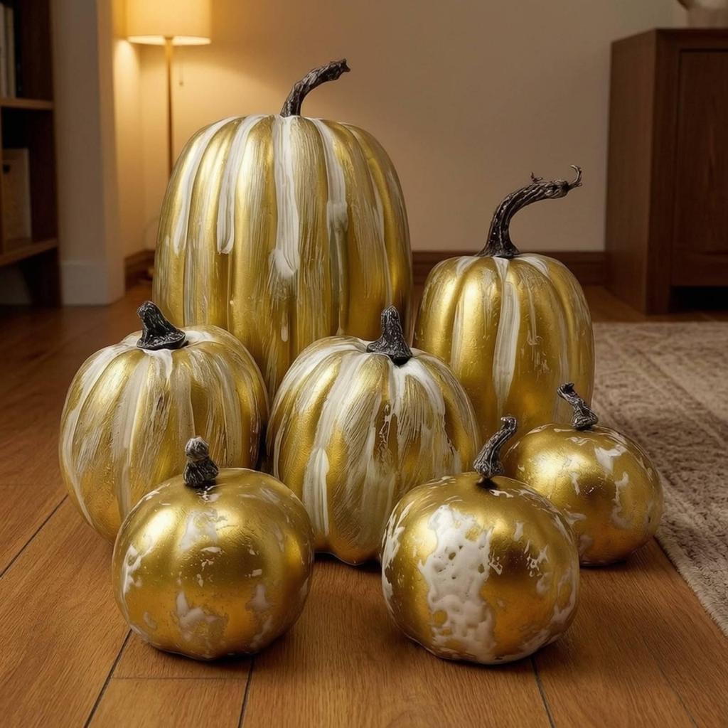 8 Pieces Assorted Artificial Pumpkins Decorative with Faux