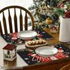4pcs/6pcs, Christmas Placemat Set, Black Background Santa Placemats Table Decor, for Dining, Parties, And Holiday Gatherings Perfect Gift for Parents,