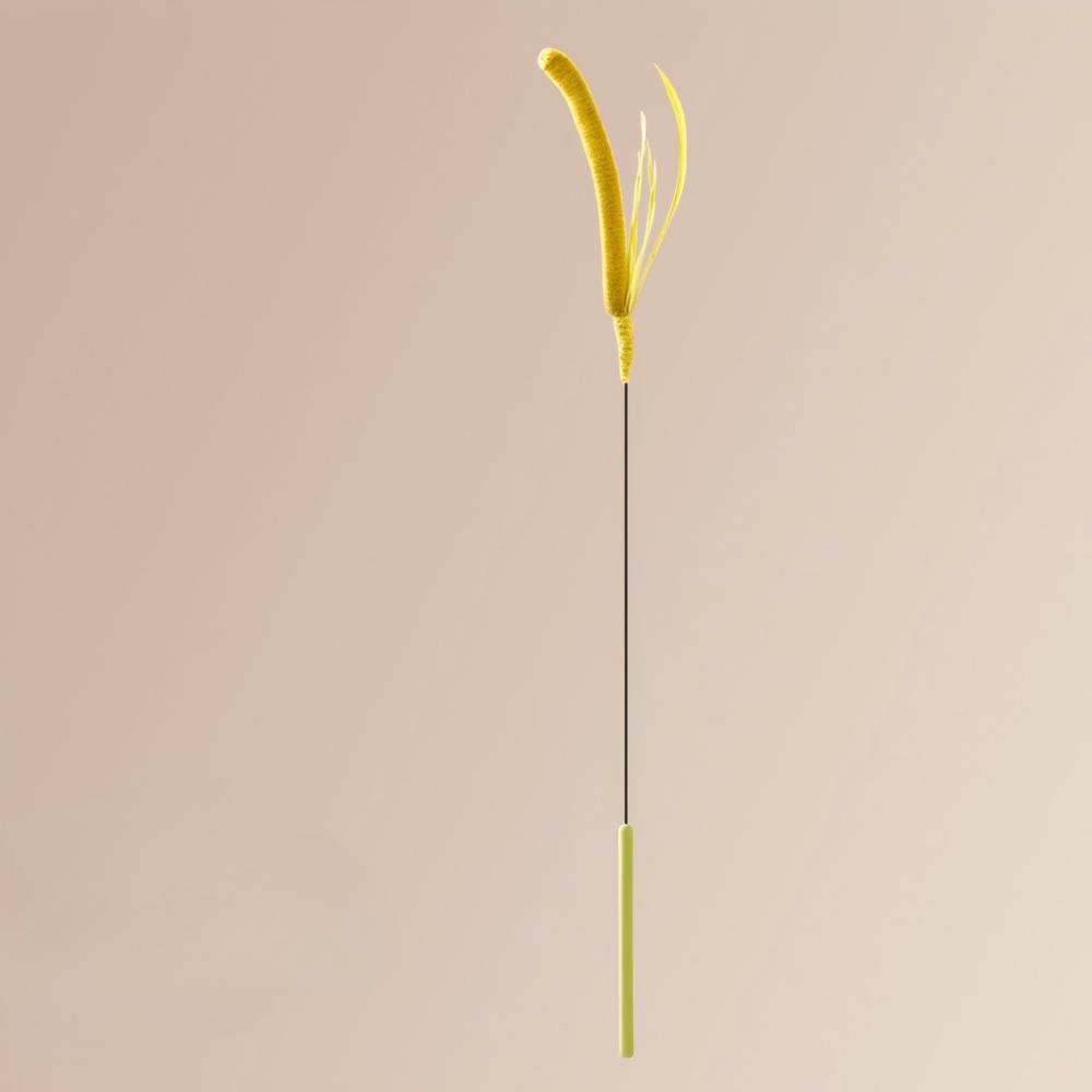 

Cat Tail Grass Wand Teaser Toy Long Rod Durable Steel Feather Wire Interactive Play for Cats жёлтый