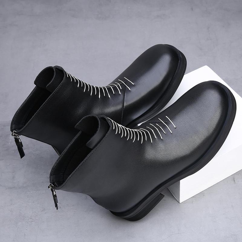 Mode Neuankömmling High-Top-Schuhe Klassisches Leder Mode Stiefeletten Outdoor Herren Mid-Calf Stiefel Rutschfest Herren Motorradstiefel Botas