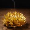 New Chinese Style Handmade Golden Emperor Lotus Figurine for Buddhist Decor with Zen Incense Burner Ceramic Miniatures