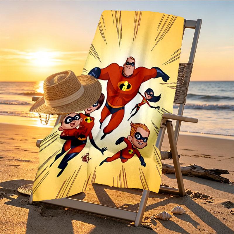 Incredibles Print Beach Towel Design, Soft, Lightweight. for Home Bathroom, Spa, Pool, Yoga, Surfing, Camping, Gift for Family, Friend