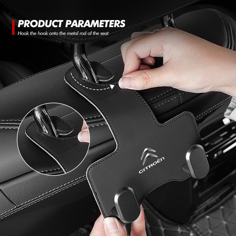 OCDK9 Car Rear Seat Double Head Storage Hook Headrest Hanger Clip For Citroen Jumper Celysee Cactus Picasso Aircross Saxo Grand
